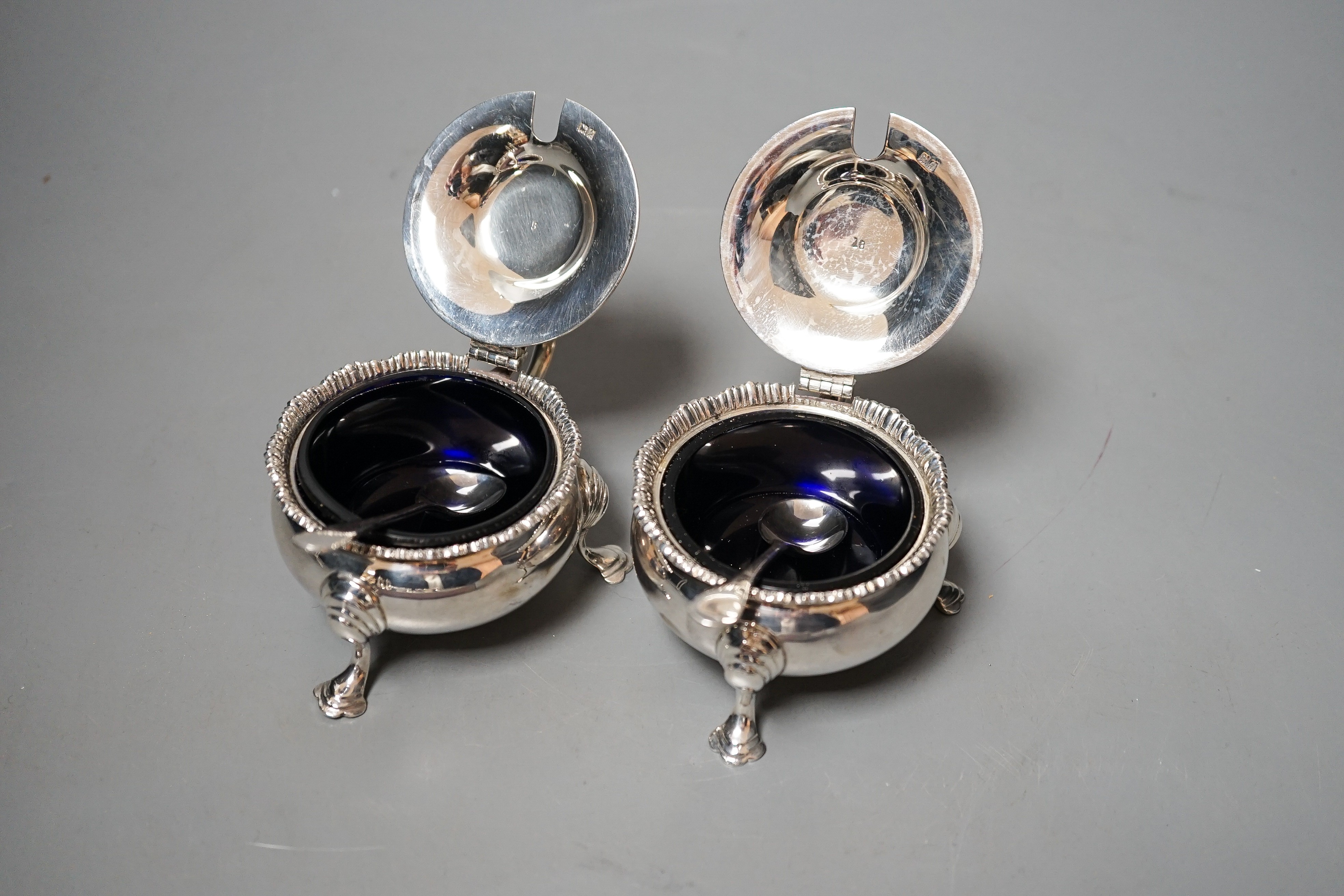 A modern seven piece silver condiment set, J.B. Chatterley & Sons Ltd, Birmingham, 1956/6/7.